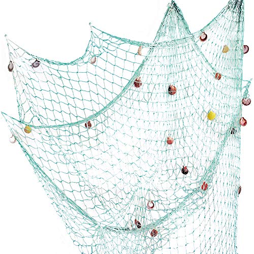 Rosoz Fish Net Decoration for Party, 79 x 59in Fishing Net with - Product Imagery