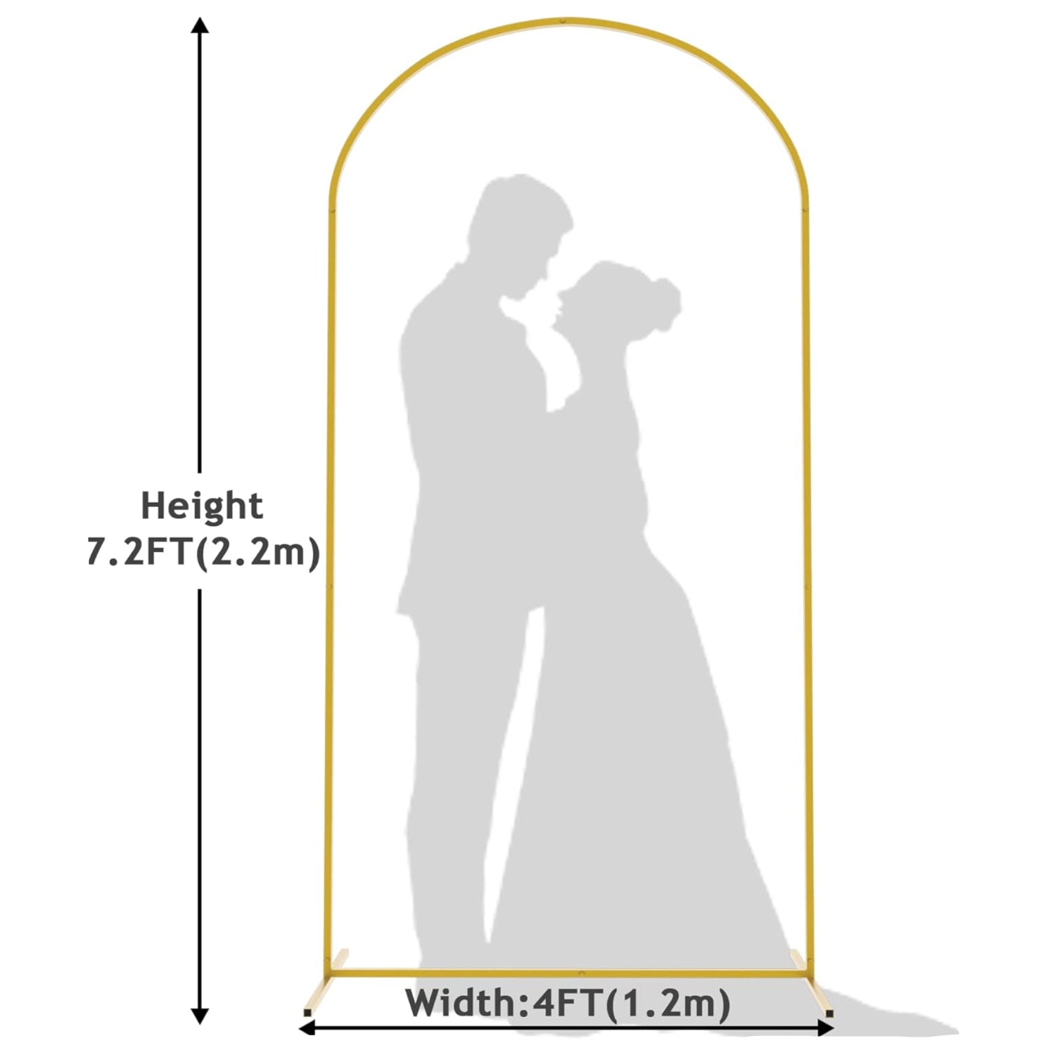 Gold metal wedding arch backdrop stand by Wokceer, 7.2 feet tall, featuring a sturdy, elegant design for event decorations.