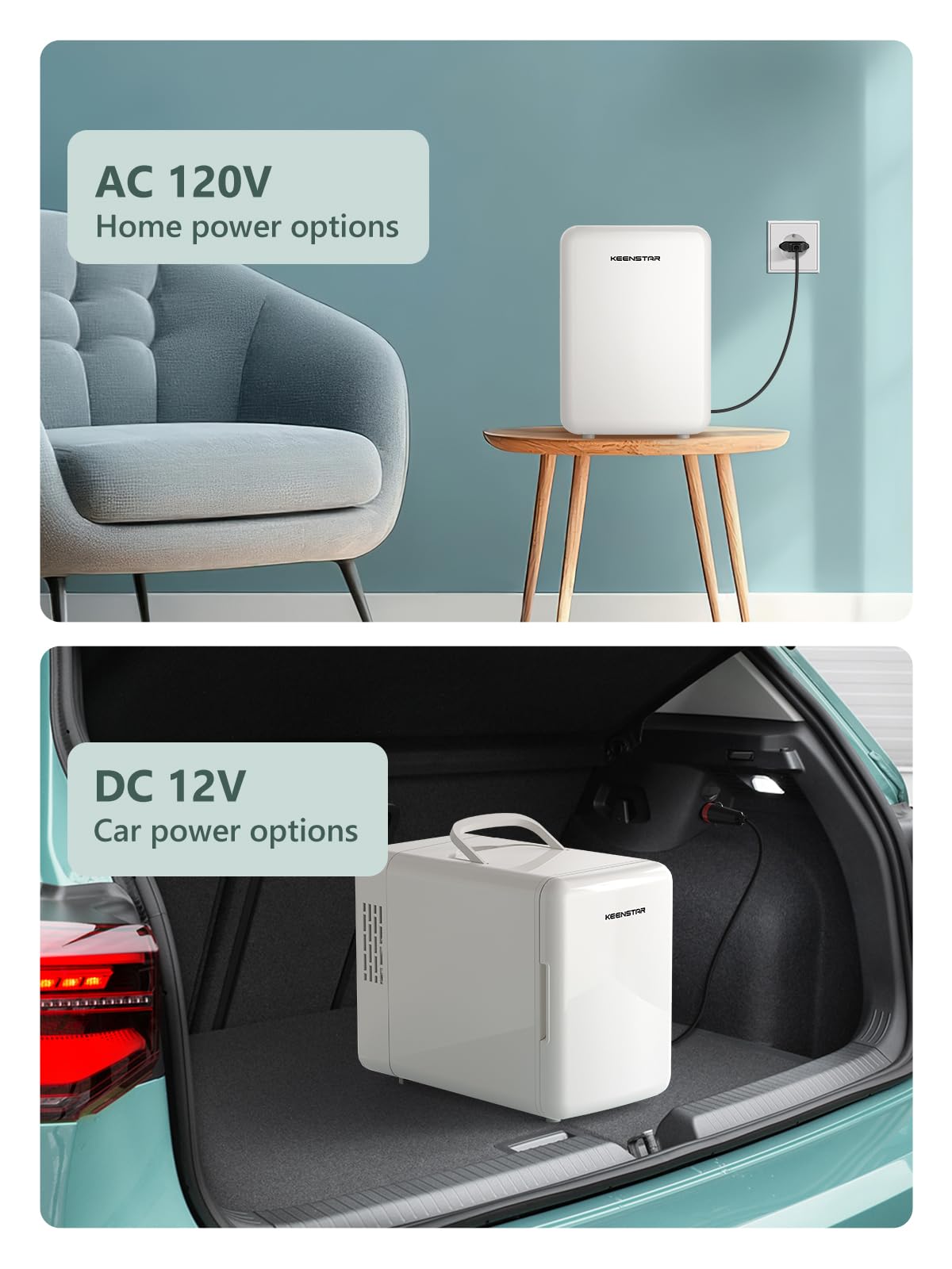 Mini Fridge 6 Liter 8 Can Small Fridge 110V AC 12V DC Cooler - KEENSTAR Official Imagery - 7