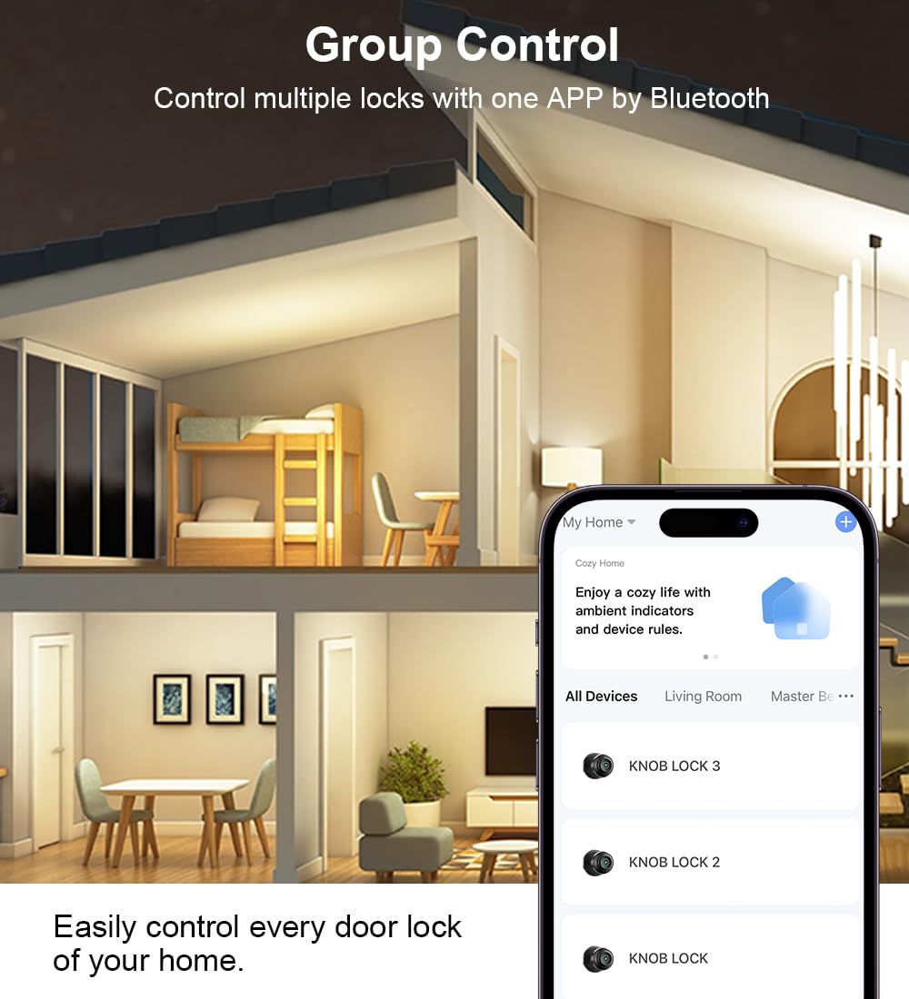 KLLOQUE Fingerprint Door Lock, Smart Fingerprint Door Knob with Lock, Matte Blac - KLLOQUE Official Product View 7