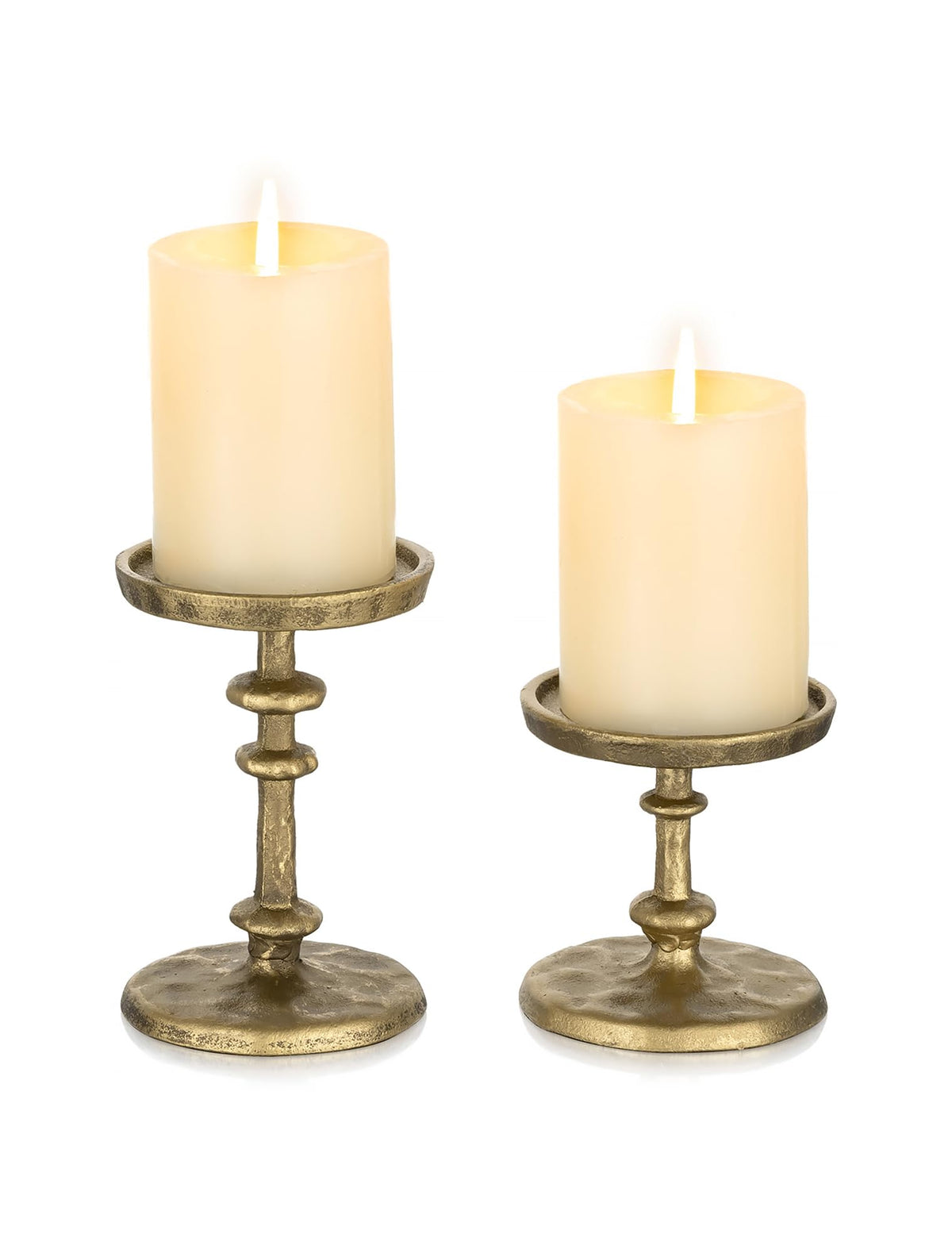 NUPTIO Gold Candle Holders for Pillar Antique Brass Cast - NUPTIO Official Imagery - 8