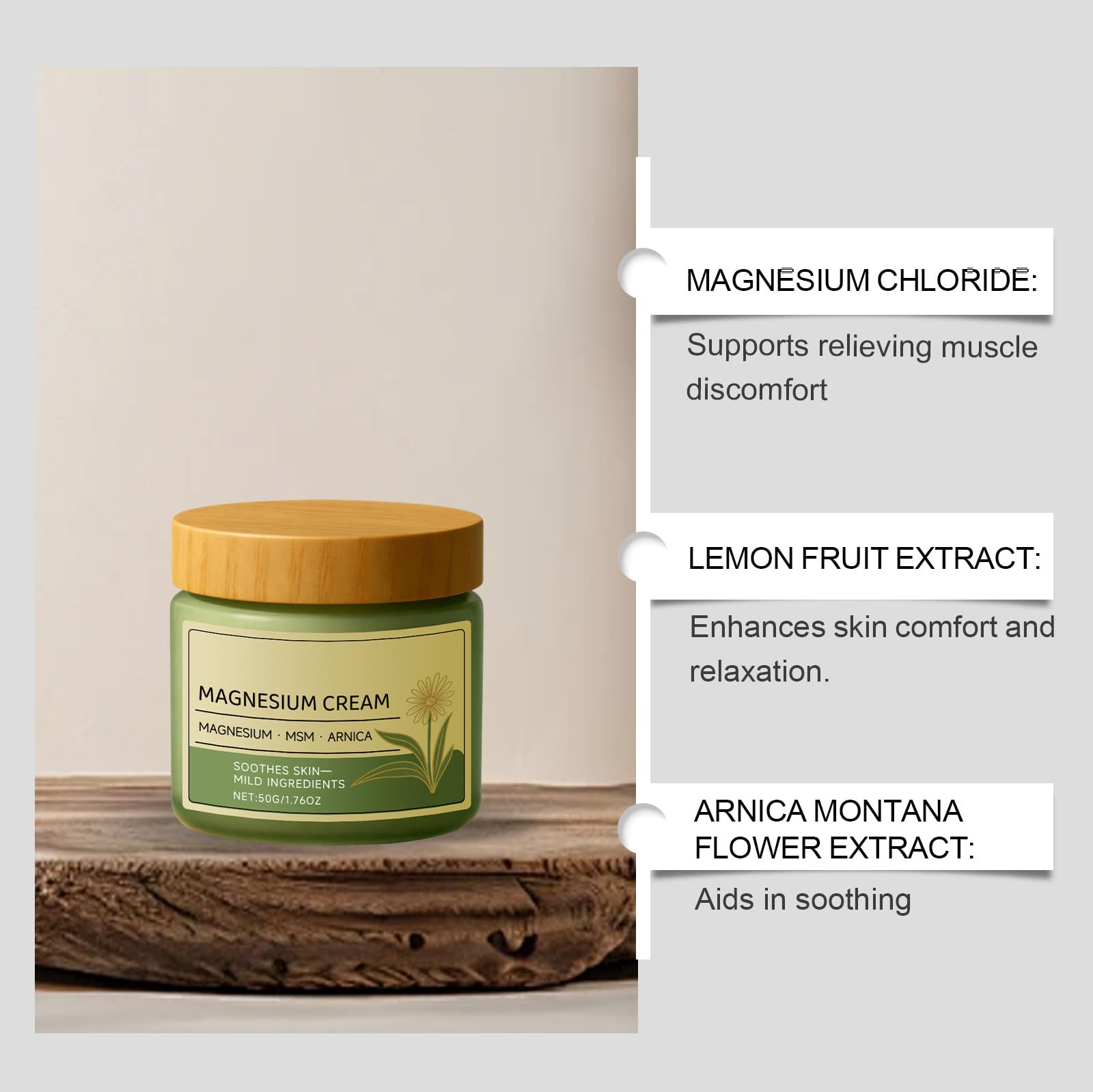 OSFRIAGE Magnesium Cream with MSM & Arnica，Mild Ingredients for Skin Soothing, Fast-Absorbing Non-Greasy Massage Cream for Daily Comfort (2PCS)