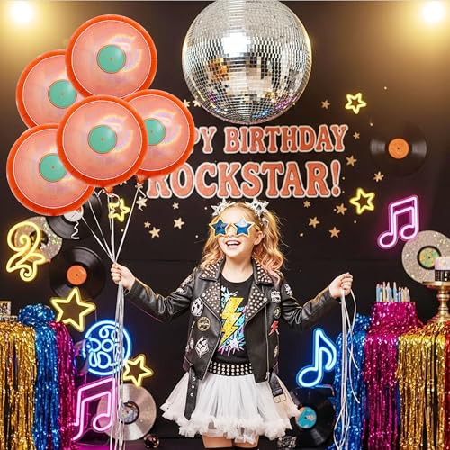 Vinyl Record Balloons Disco Party Decorations, Orange Retro - Product Imagery