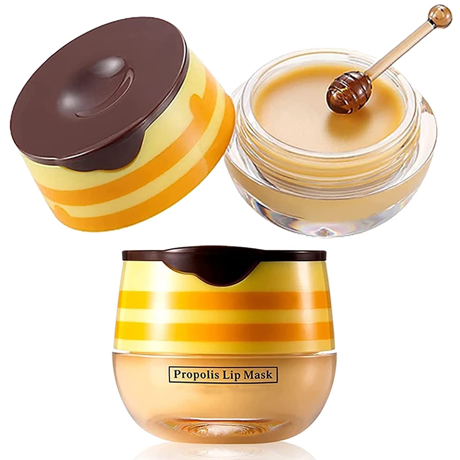 Krajiyya 2PCS Bee Balm Honey Pot,Propolis Moisturizing Lip Mask,Hydrat - View 4