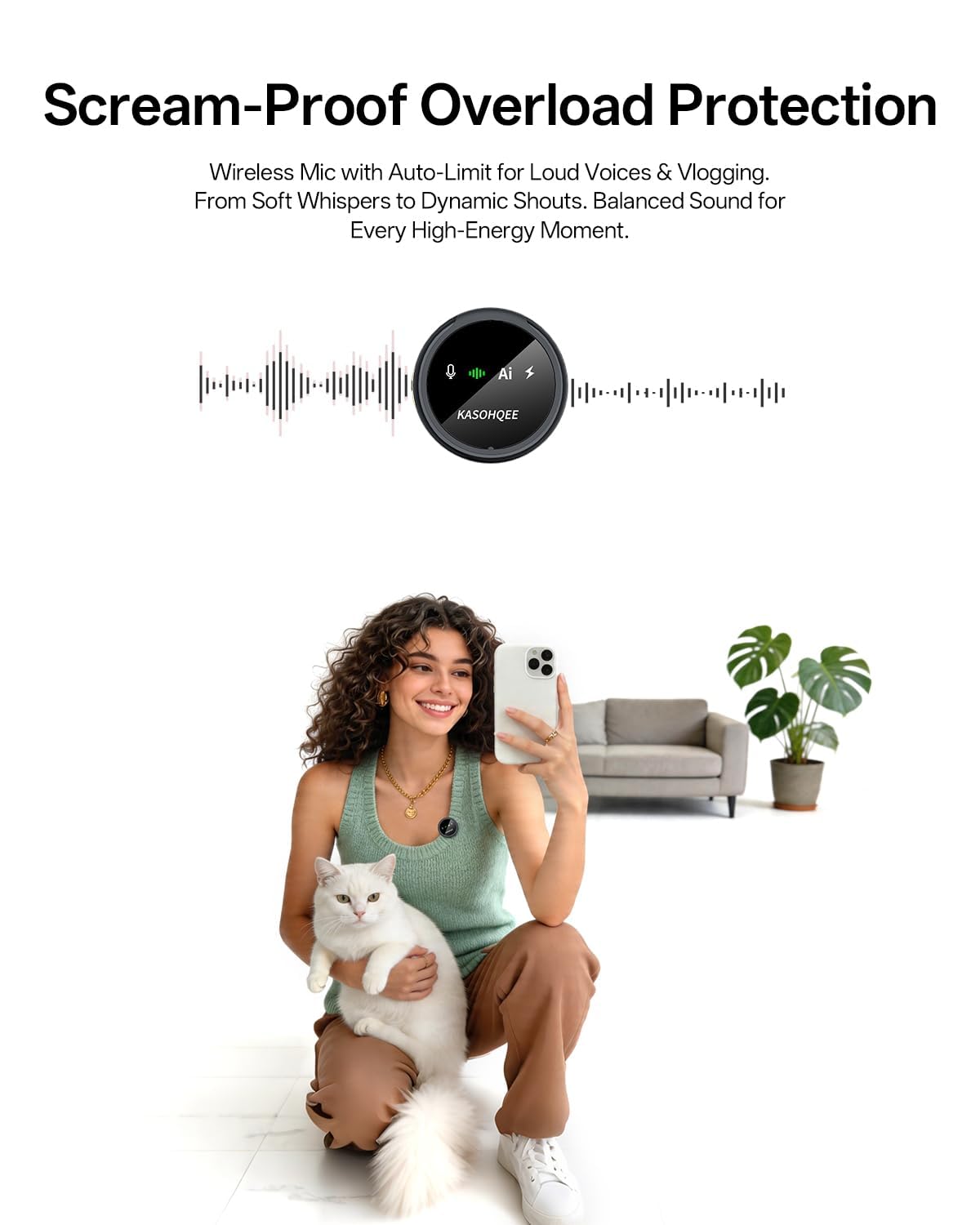Wireless Lavalier Microphone for iPhone 17 16 15 14 iPad - KASOHQEE Official Imagery - 5