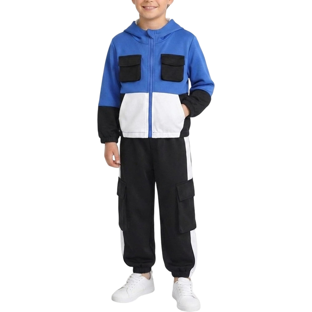 Boys 2 Piece Cargo Hoodie Set Athletic Tracksuit Sweatsuit 3 - SCBEBE Official Imagery - 6