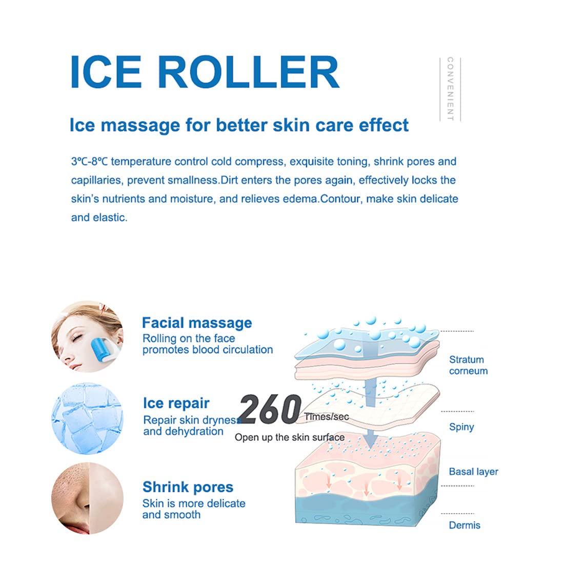 FUANKANG Ice Roller for Face and Gua Sha Facial Tools,Reduce Wrinkles Puffiness Migraine Pain Relief,Skin Care Products