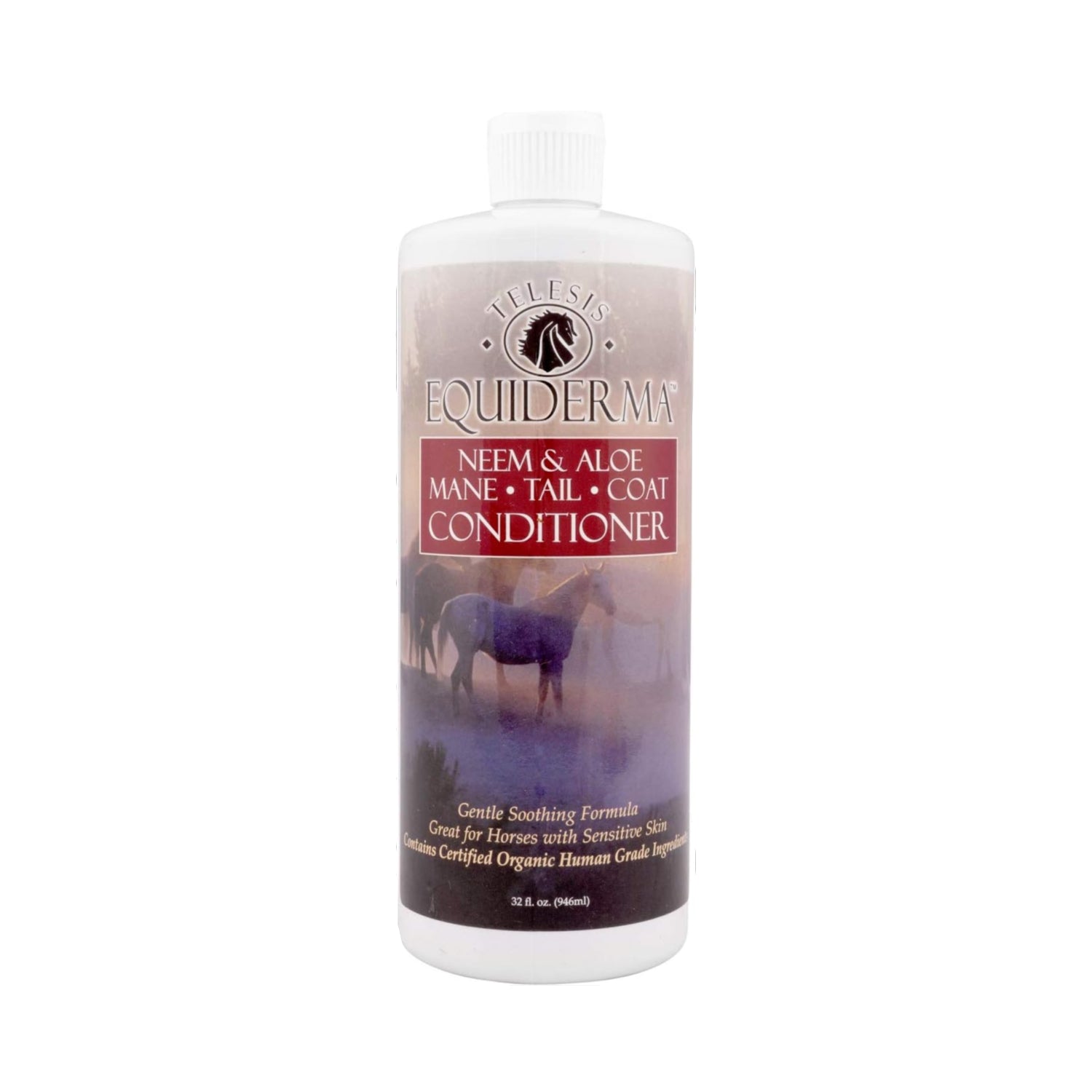 Equiderma Neem Coat Conditioner for horses in 32 oz bottle, with neem and castor oil for soft, healthy horse coats