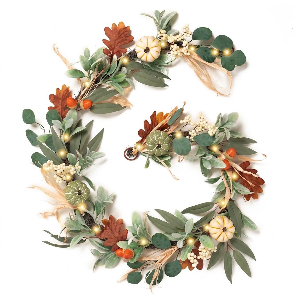 Valery Madelyn 6ft Fall Garland for Mantle with Pumpkins - Valery Madelyn Official Imagery - 1
