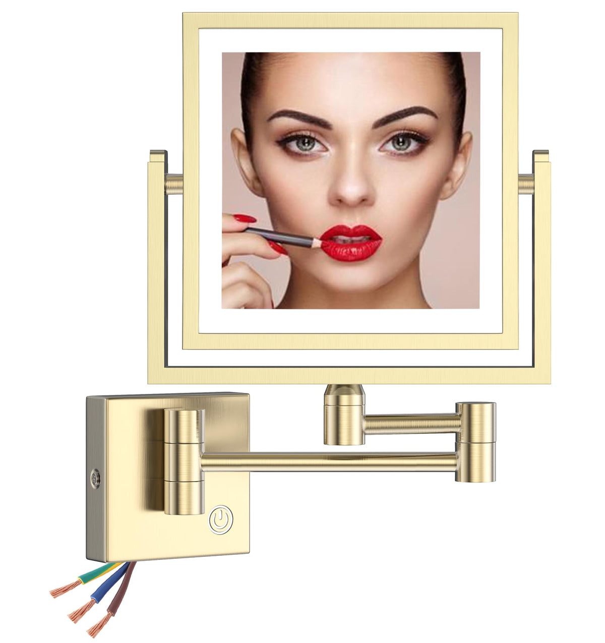 8 Square Makeup Mirror Wall Mount with Light and Magnifying - RECKODOR Official Imagery - 2