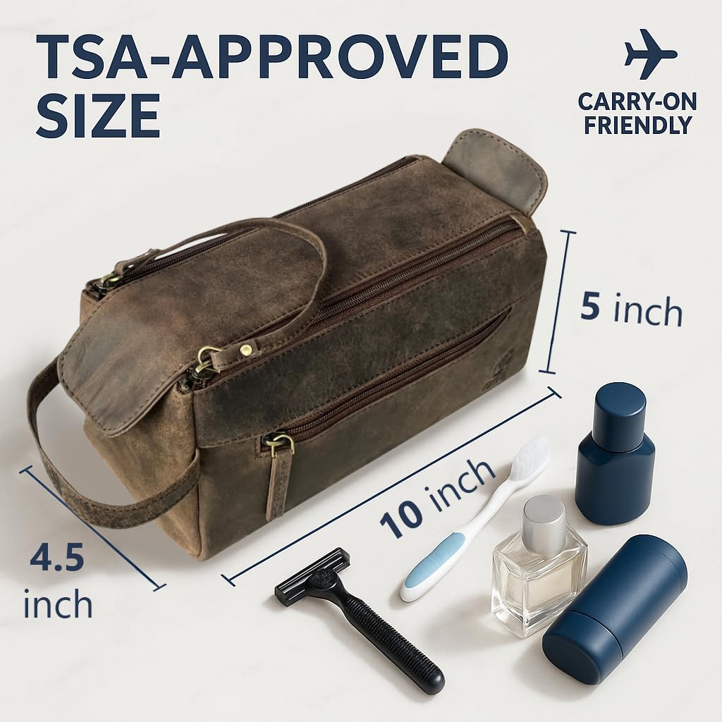 Leather Toiletry Bag for Men - RUSTIC TOWN Official Imagery - 5