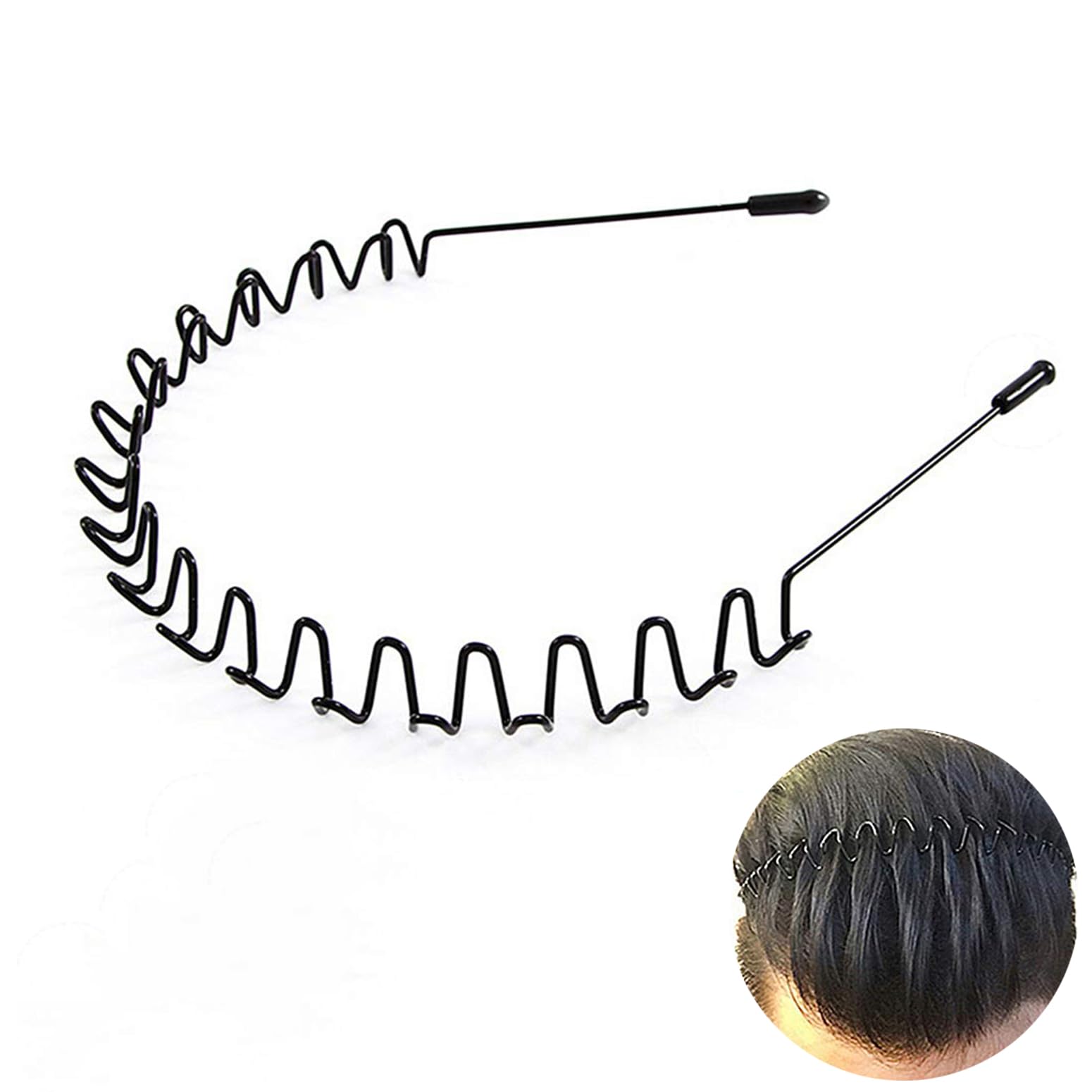 Metal Headband for Men, Non Slip Wave Hair Band, Flex Grip 6 Pcs - KELUBATU Official Product View 10
