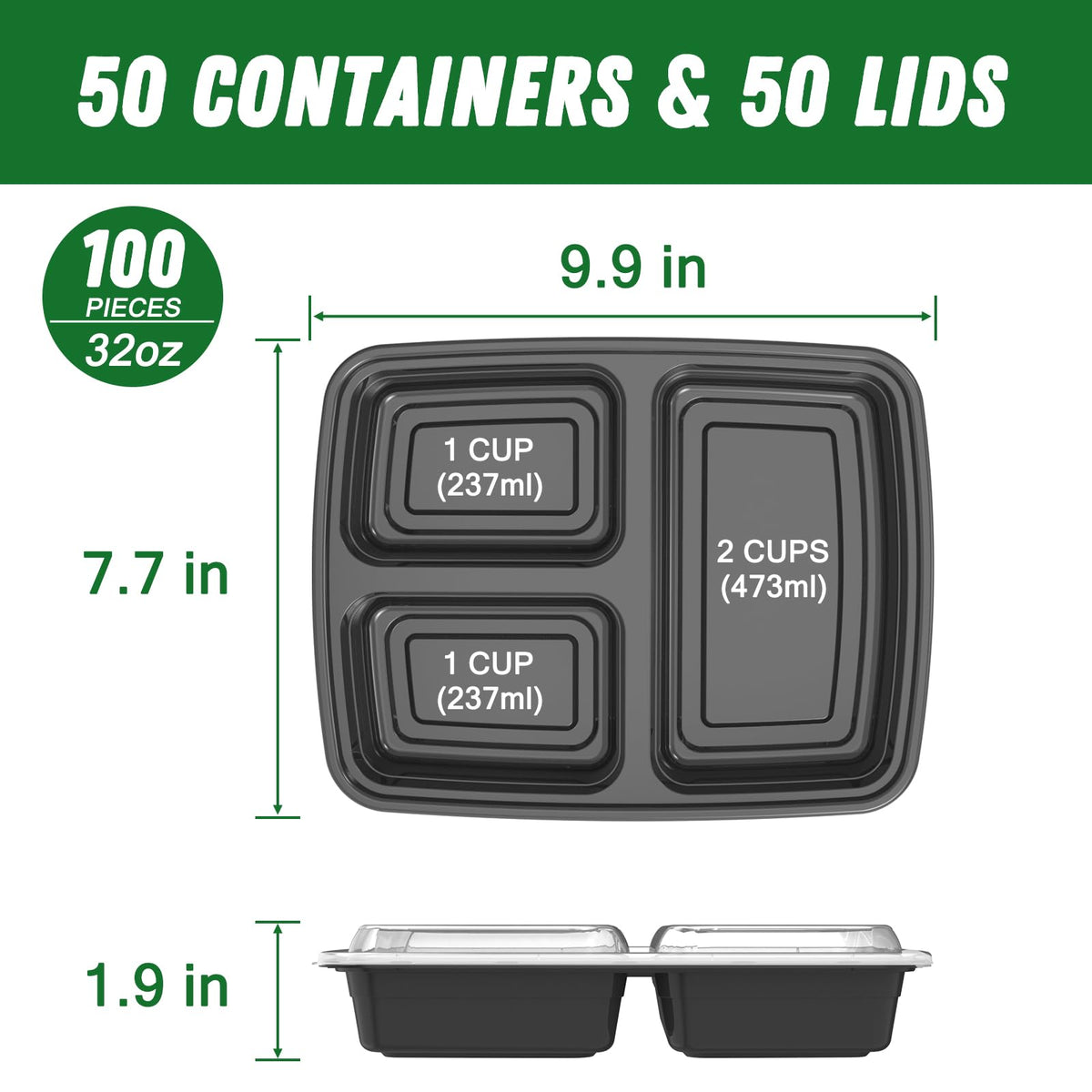 Dealusy 50 Pack 32 oz Meal Prep Containers with Lids 3 - Dealusy Official Imagery - 4