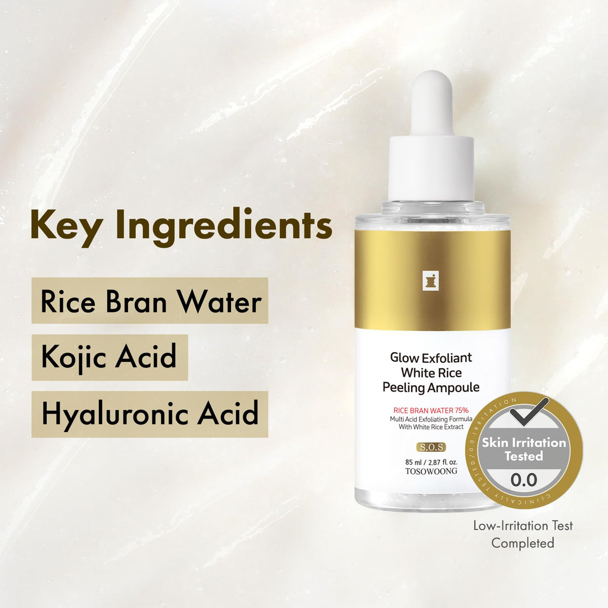 TOSOWOONG White Rice 75 Peeling Ampoule for Dull Skin - TOSOWOONG Official Imagery - 5