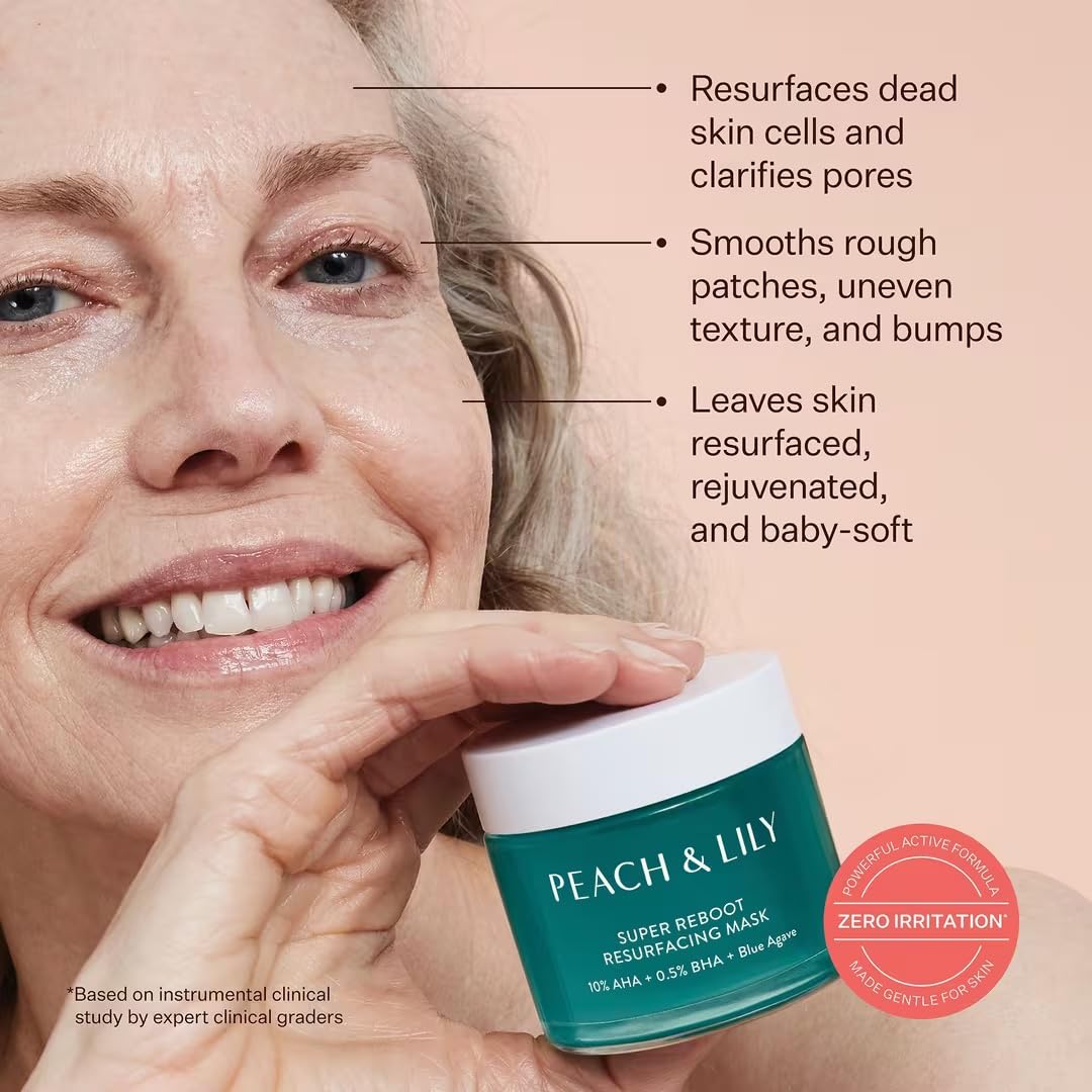 Peach & Lily Super Reboot Resurfacing Mask | 10% AHA, 0.5% BHA | Pro-Grade Wash-Off Mask For Pores, Uneven Skin, Bumps, And Fine Lines | Powerful Yet Gentle Acid Treatment | 2.7 Fl Oz - Peach & Lily Official Product View 4