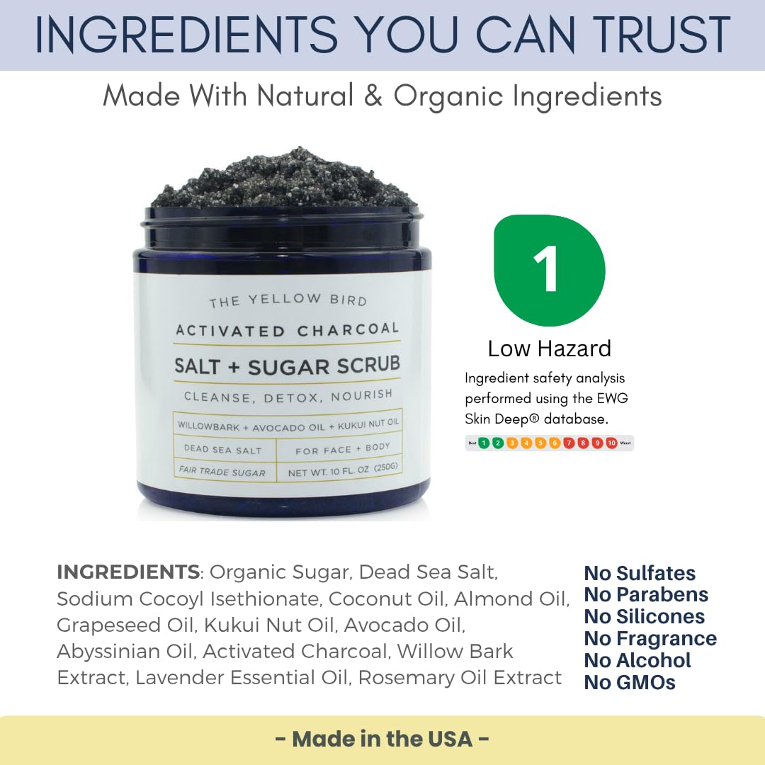 The Yellow Bird Activated Charcoal Face & Body Scrub – Natural Deep Cleansing - The Yellow Bird Official Product View 5