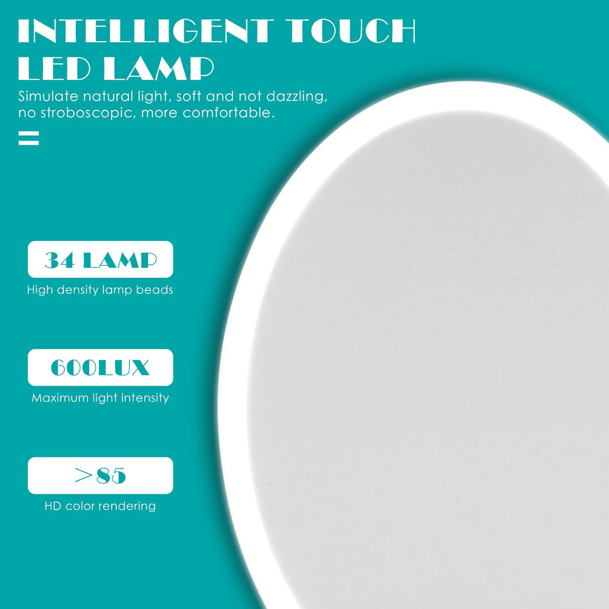 Baluue LED Touch Cosmetic Makeup Mirror White Tabletop LED - Baluue Official Imagery - 8