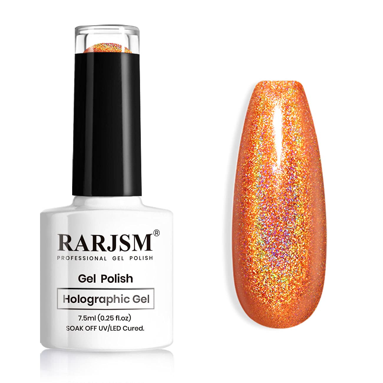 RARJSM Holographic Nail Polish Classic Orange Gel Polish Soak - Product Imagery