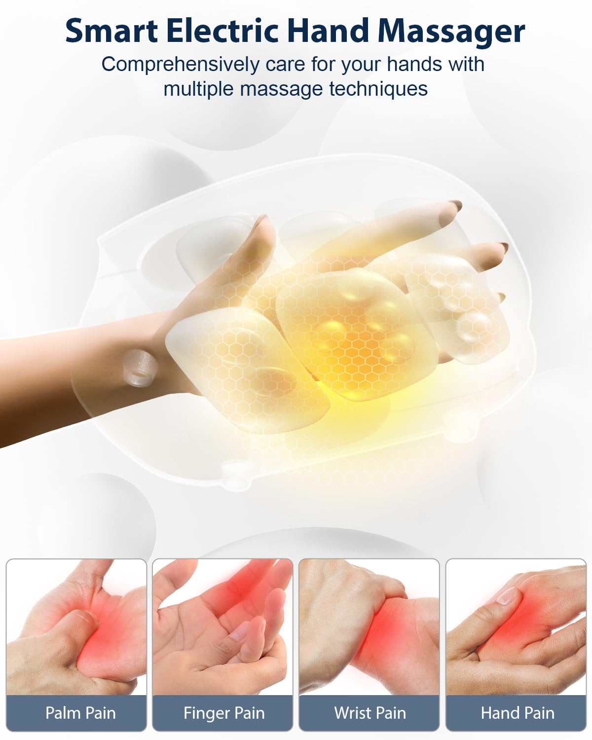 CINCOM Cordless Hand Massager with Heat and Compression, White - View 2