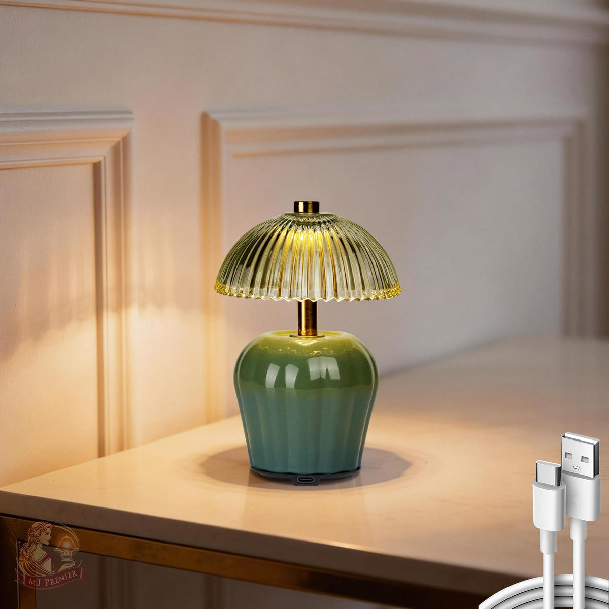 MJ PREMIER Rechargeable Table Lamp Small Cordless Lamp with - MJ PREMIER Official Imagery - 1