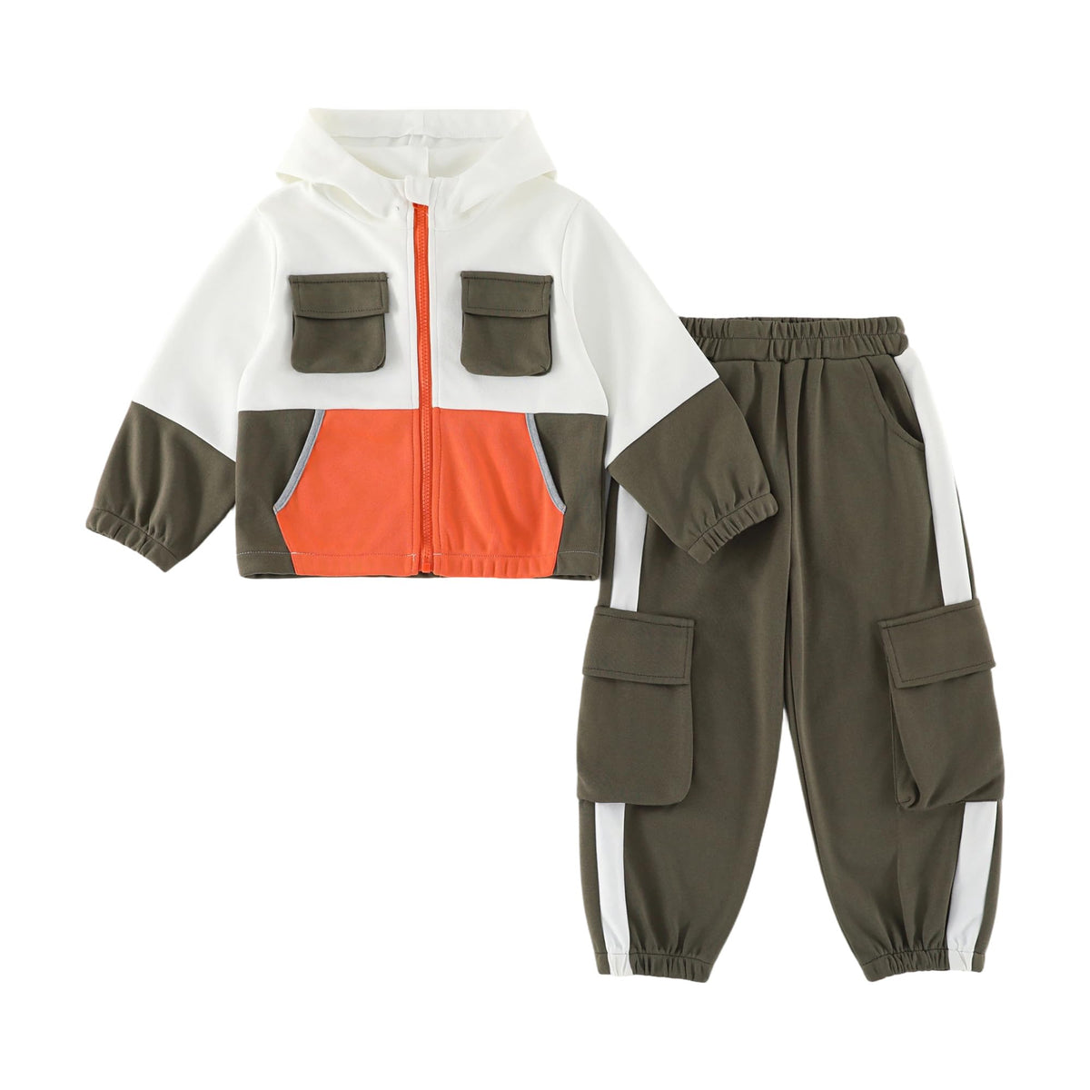Boys 2 Piece Cargo Hoodie Set Athletic Tracksuit Sweatsuit 3 - SCBEBE Official Imagery - 8