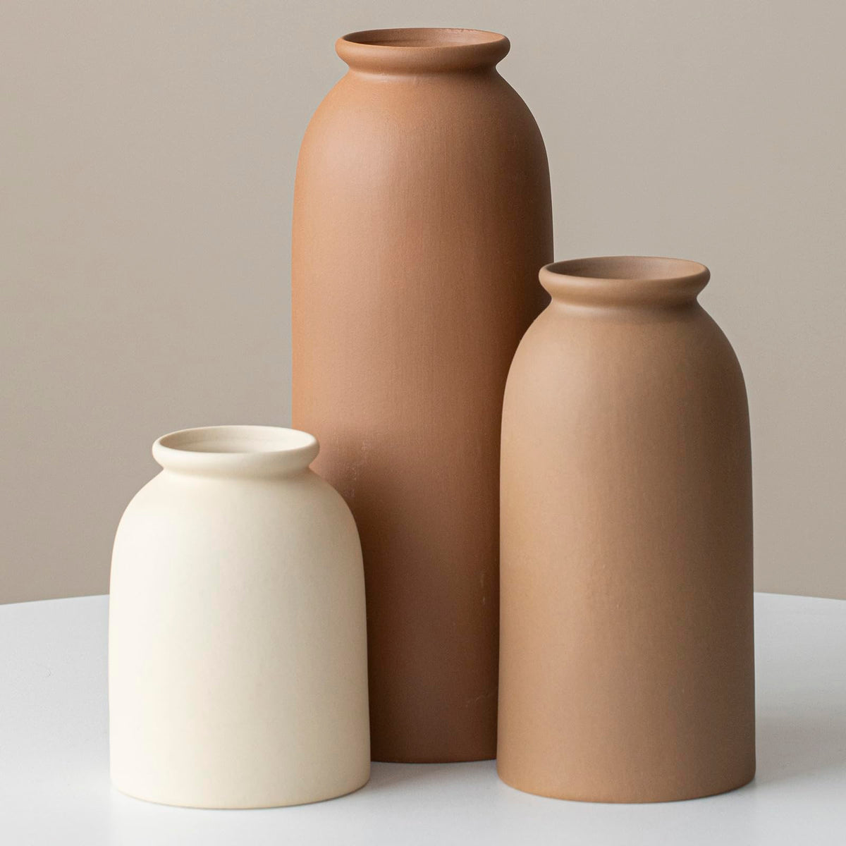 Large Decorative Ceramic Vase Set 3 Pieces Nordic Modern - TINCTOTNIC Official Imagery - 2