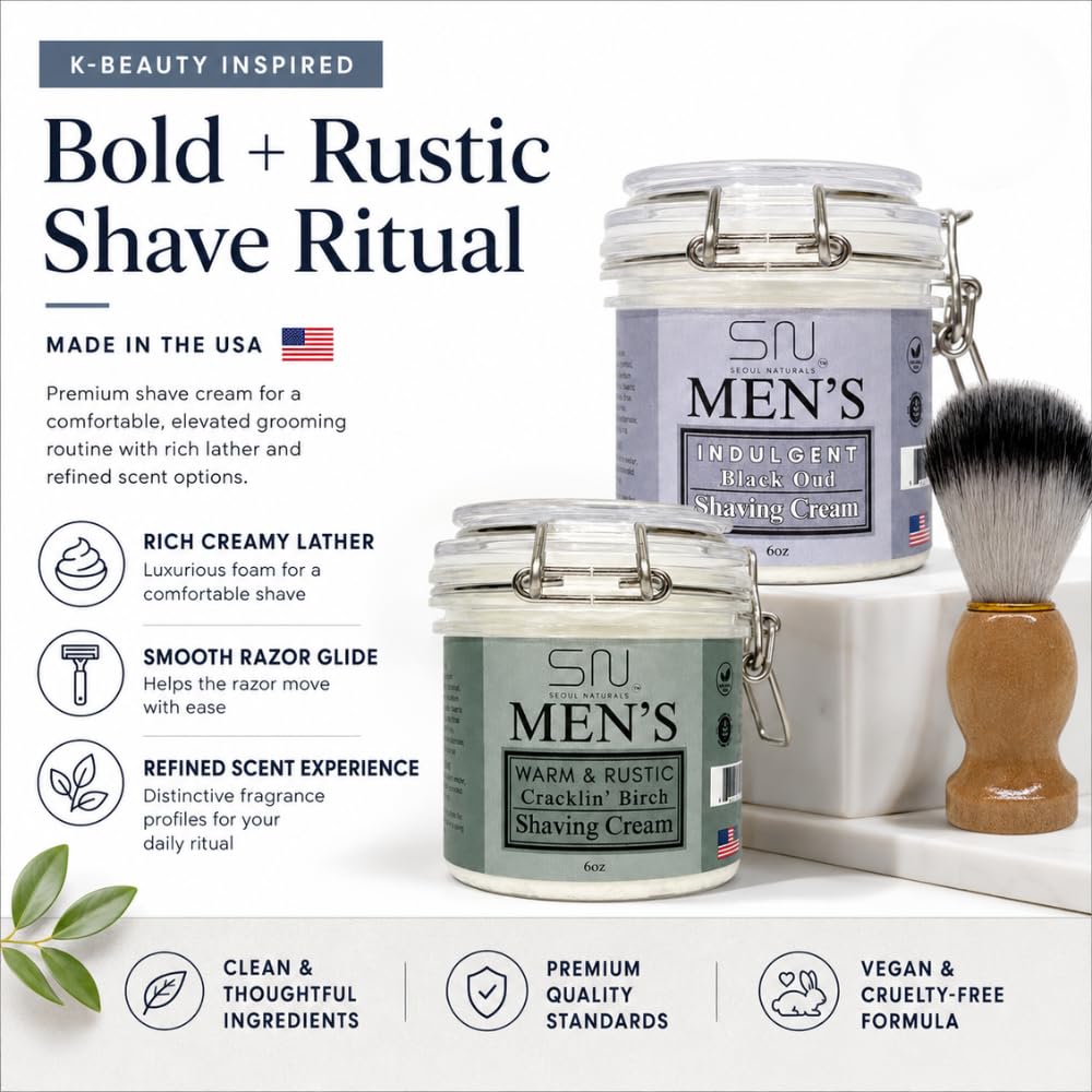 Indulgent Black Oud Shaving Cream with Barber Brush k beauty - Seoul Naturals Official Imagery - 6