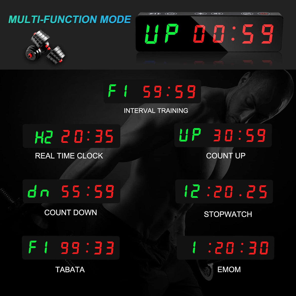 Gym Timer Portable Interval Timer with Rechargeable Battery - Jhering Official Imagery - 5