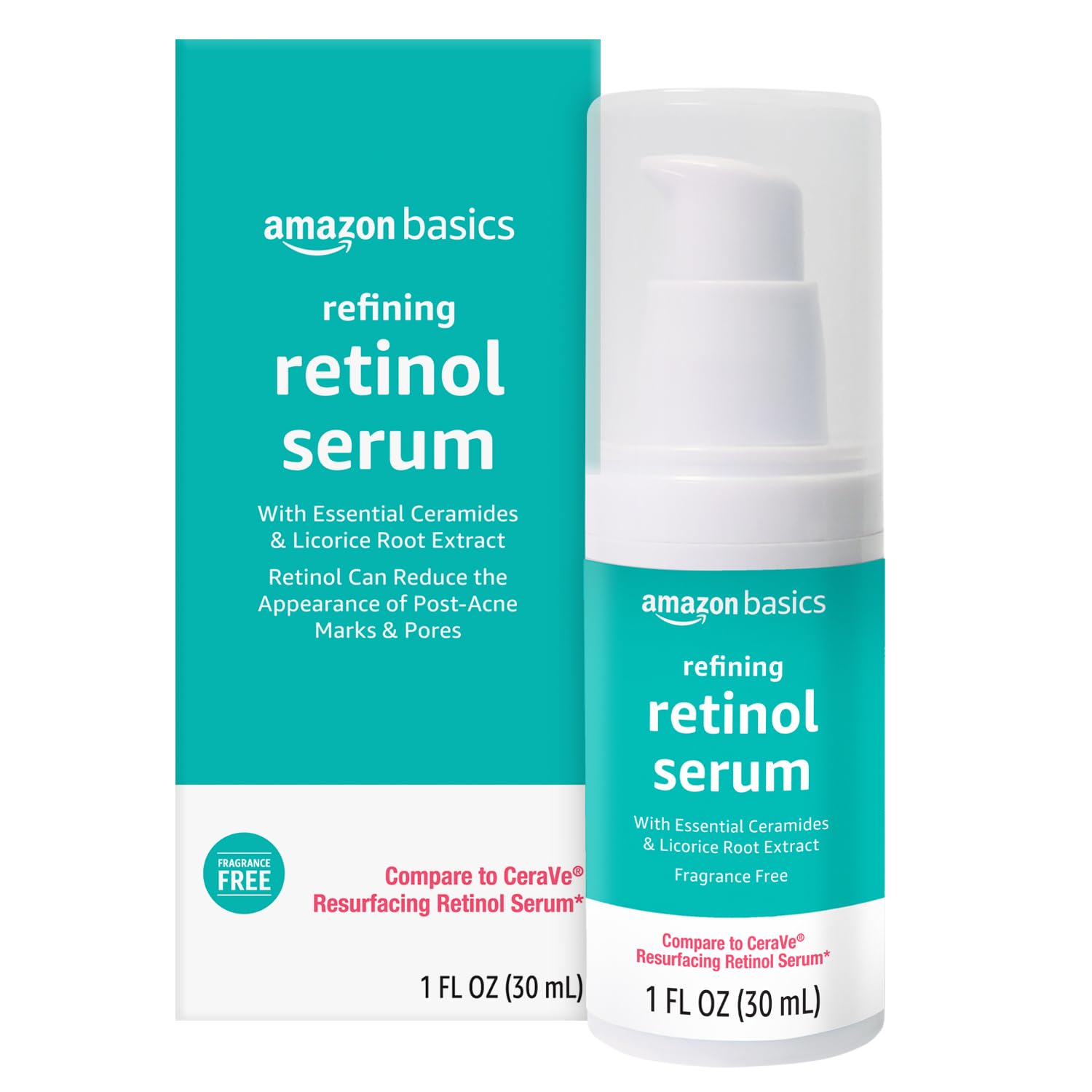 Amazon Basics Retinol Serum for Face, Pore Minimizer, Fast - Product Imagery