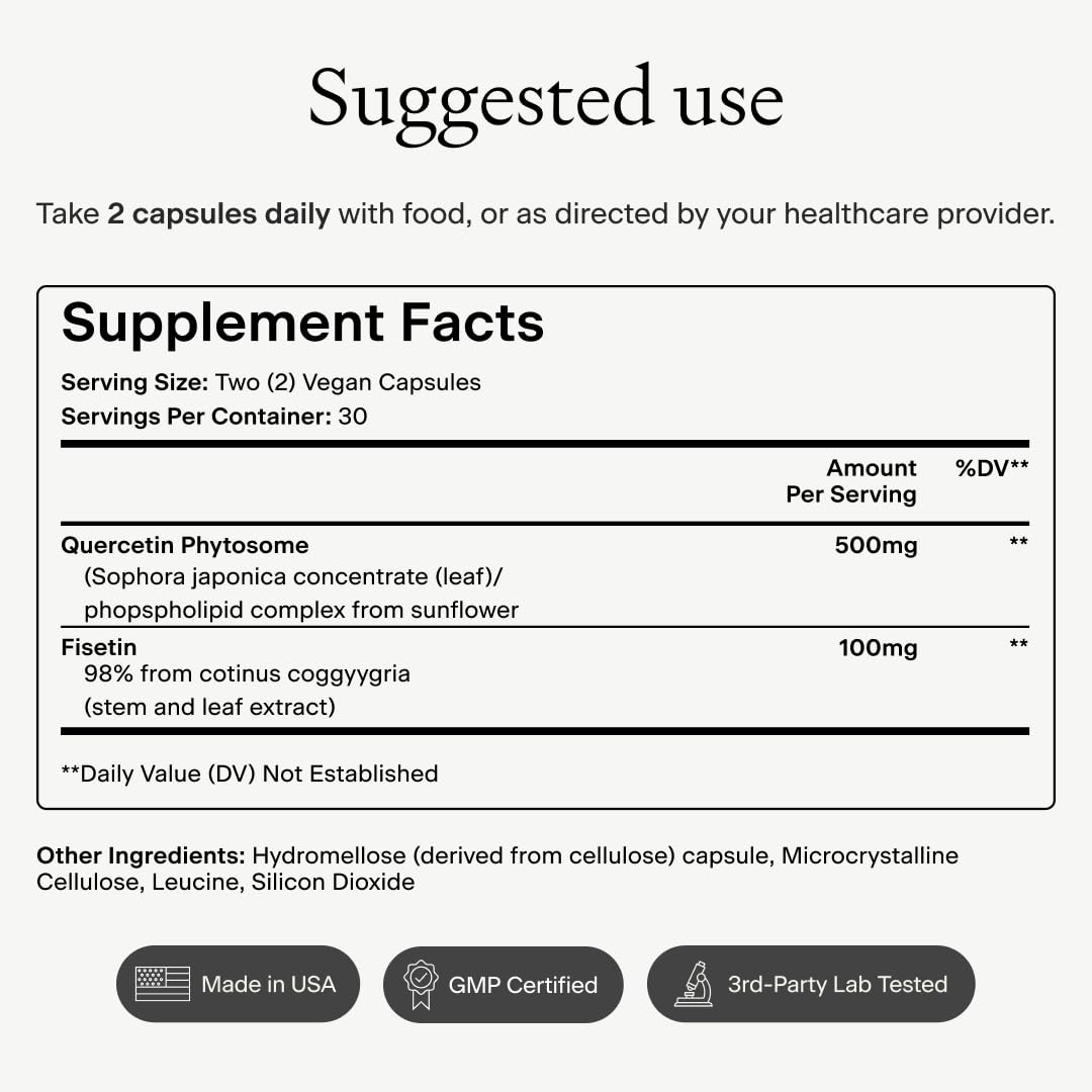 OMRE Quercetin & Fisetin Senolytic Supplement 500mg