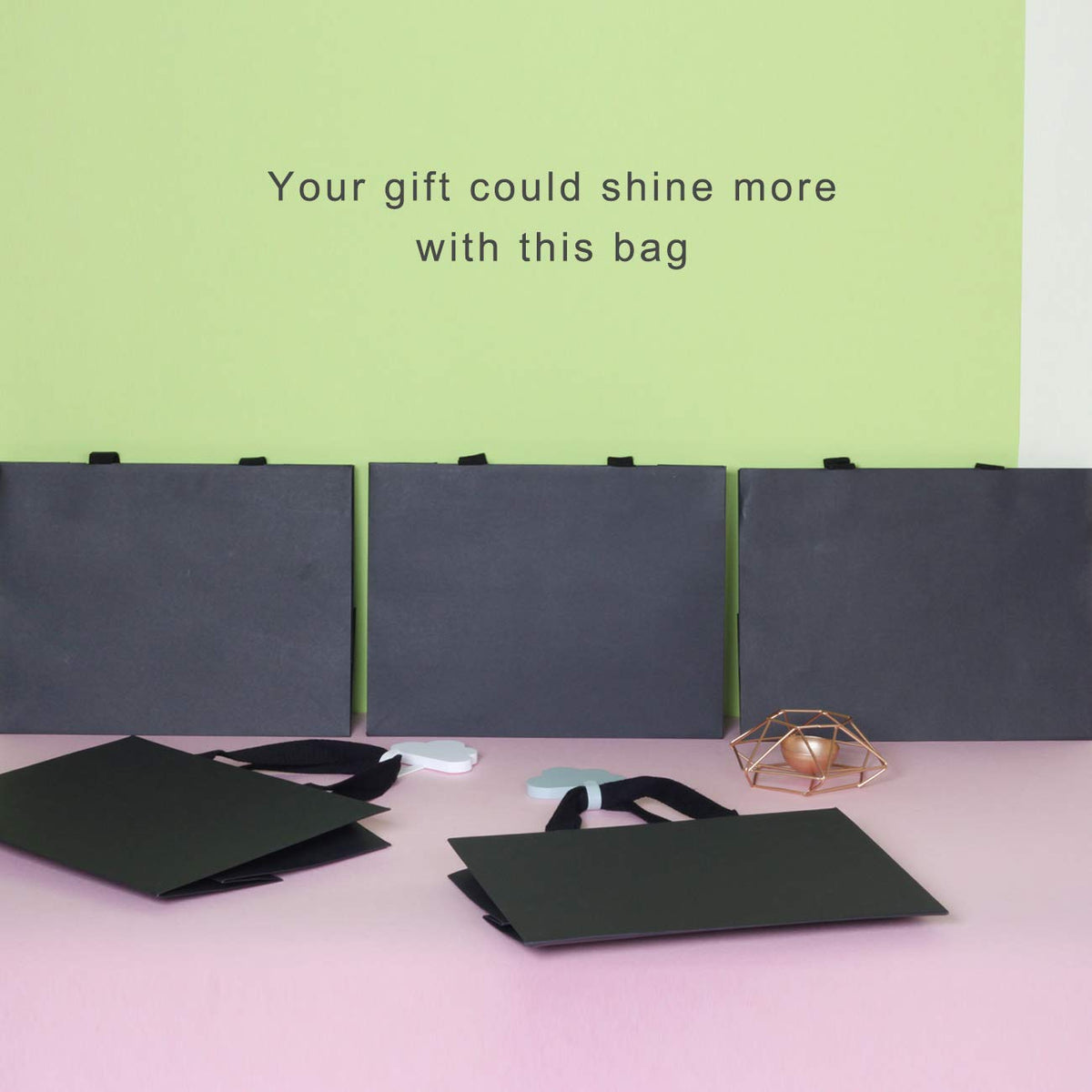 12pcs 11 8x4 7x9 Medium Size Black Paper Bags with Black - PAPERIST Official Imagery - 8