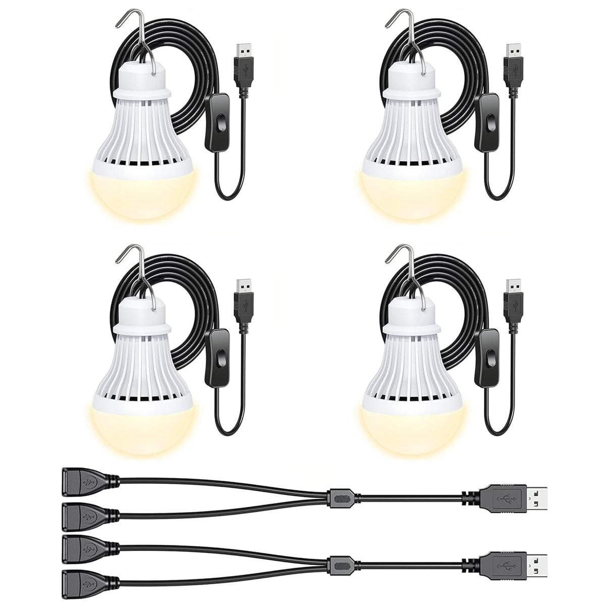 4 Pack USB Light Bulb USB LED Camping Light Lantern 8 2 ft - VASTPOWER Official Imagery - 1