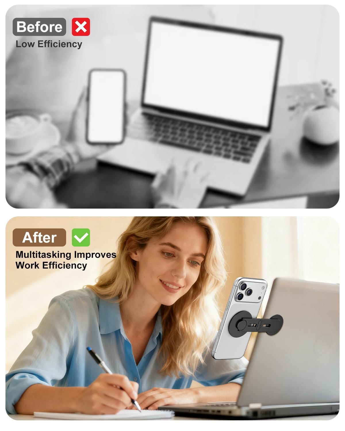 CloudValley magnetic portable phone and laptop holder stand in black, foldable and clamp-style for iPhone, monitor, or Tesla Model 3/Y.