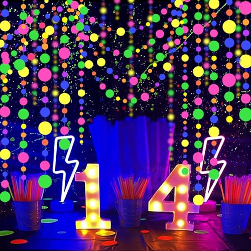 120feet UV Round Dot Paper Neon Garland Neon Streamers - Product Imagery