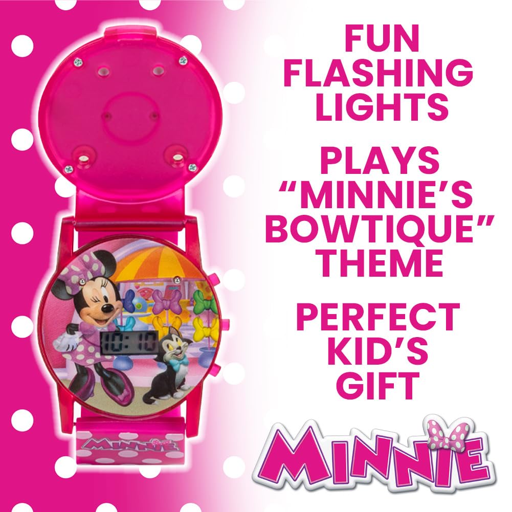 Disney Minnie Mouse Kids Flashing Musical Watch with Sound Effects, Co - View 2