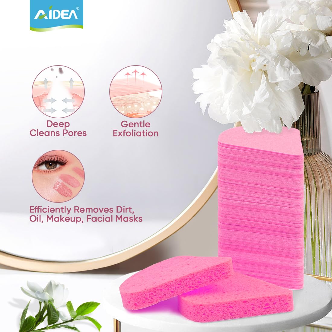 AIDEA Compressed Facial Sponges 48Count Disposable Face - AIDEA Official Imagery - 8