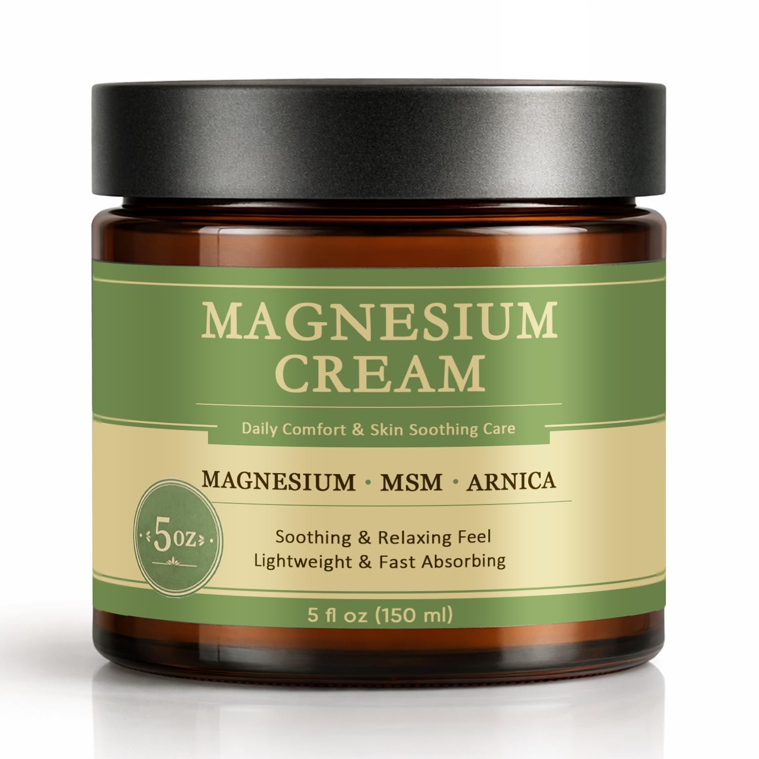 Relief Magnesium Cream Soothing Nerve Formula Cream with MSM & Arnica for Knees Muscle Support, 5 Fl Oz (150Ml)