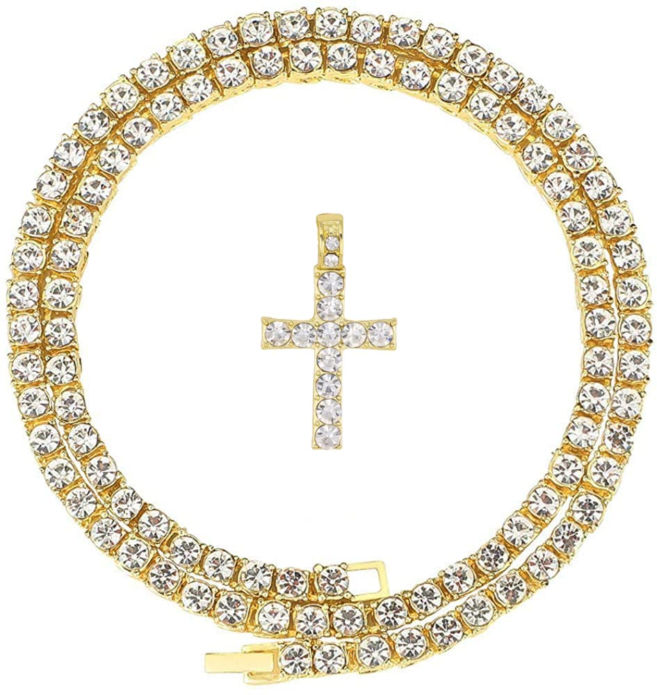 Charles Raymond Luxury Mens Iced Out Tennis Cross Necklace w - Charles Raymond Official Imagery - 6