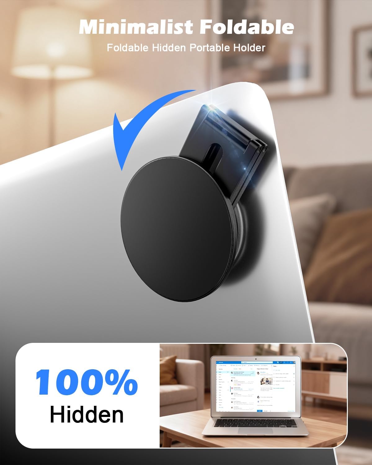 CloudValley magnetic portable phone and laptop holder mount in black, foldable stand for iPhone, monitor, laptop, Tesla Model 3/Y.