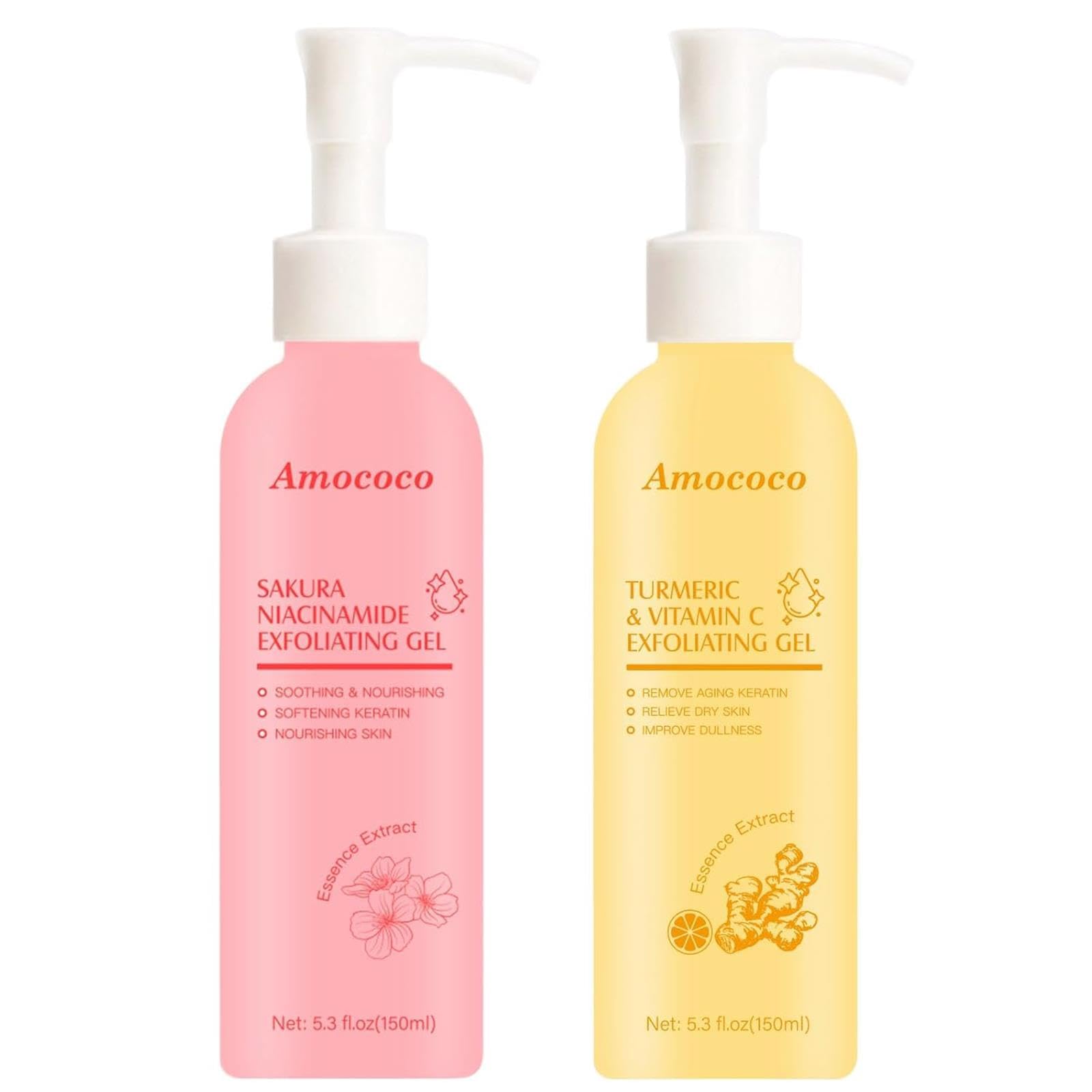 Turmeric & Sakura Body Scrub Set, 2 Pack Exfoliating Face & Body - Product Imagery
