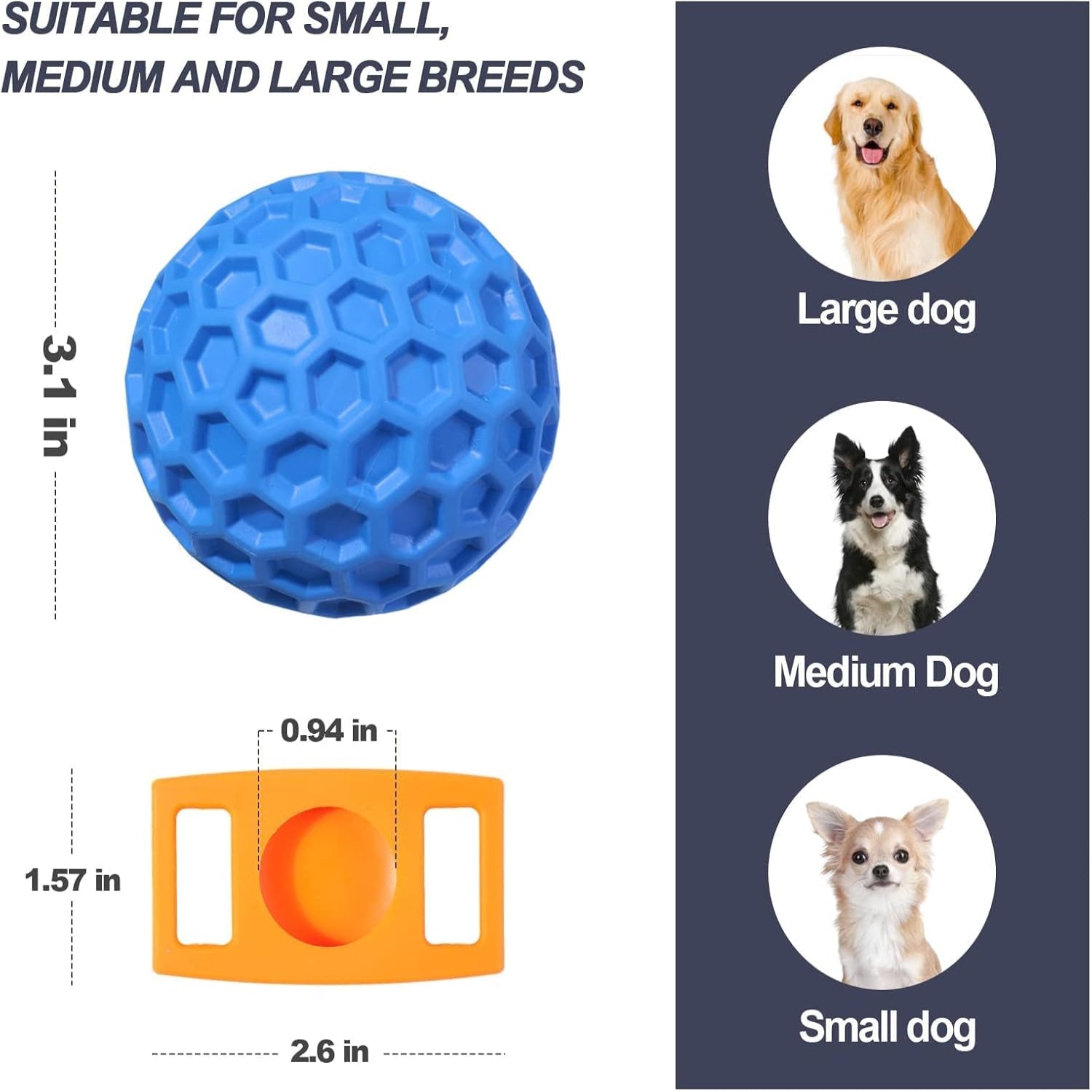 Putago squeaky dog ball for aggressive chewers, large and medium breed, durable indestructible dog toy with squeaker for active dogs.