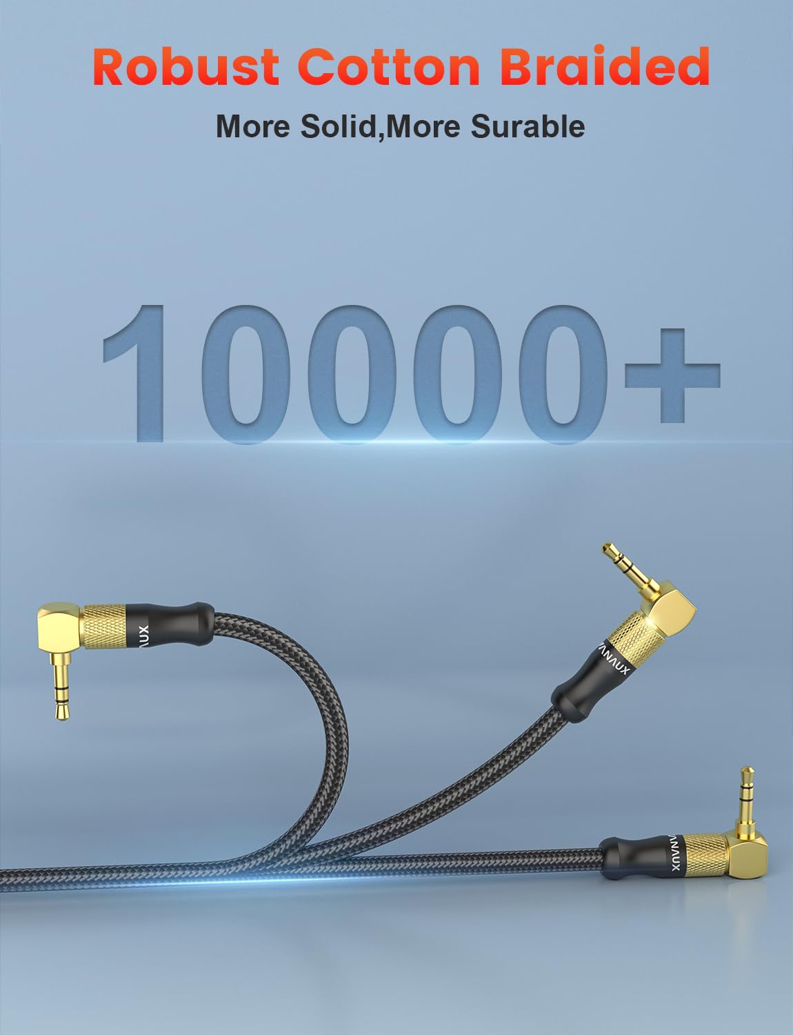 VANAUX Aux Cable for Car 90 Degree Right Angle Auxiliary Cable St by VANAUX - Angle View 8