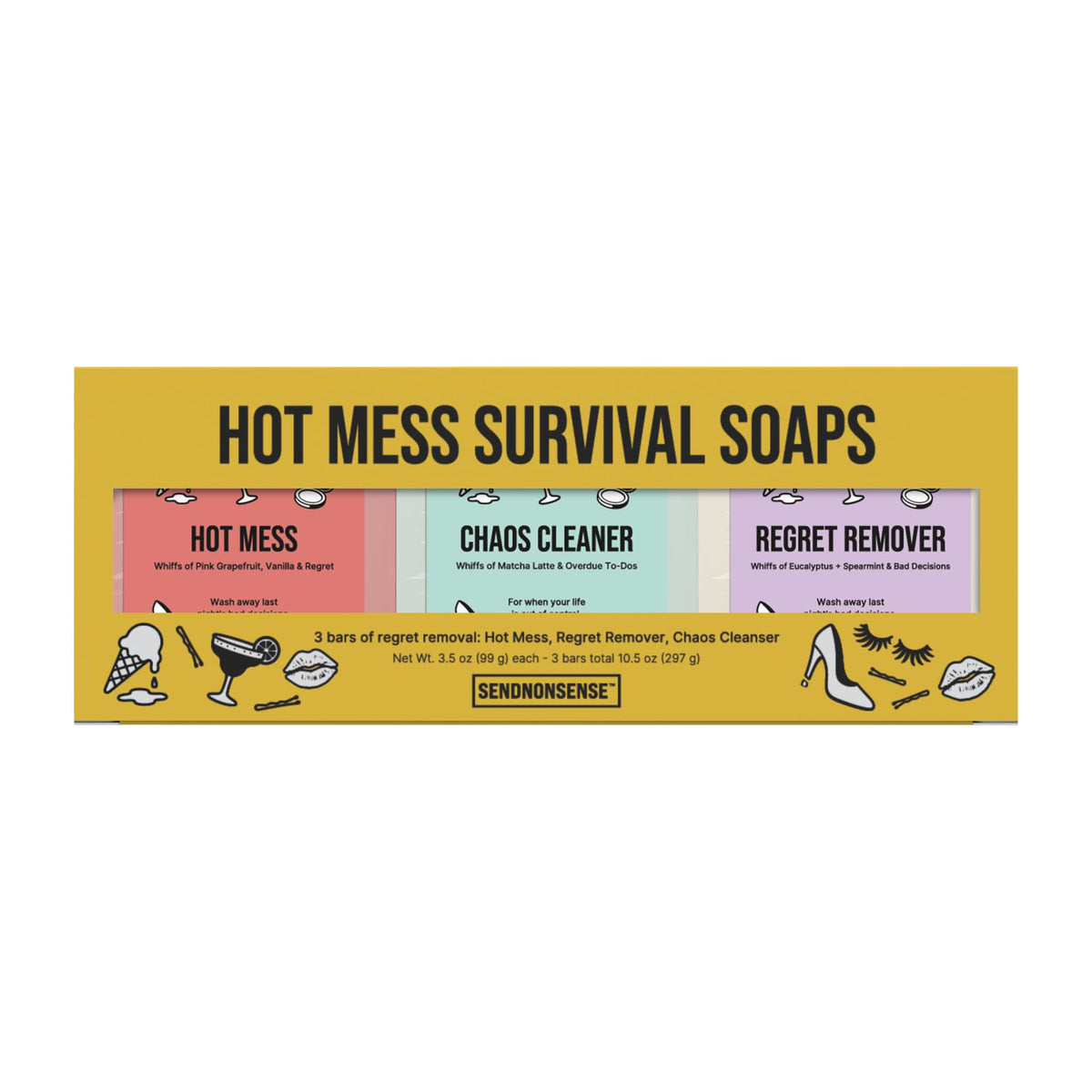 Hot Mess Survival Soap Gift Set Funny Gag Gift for Mom - SendNonsense Official Imagery - 2