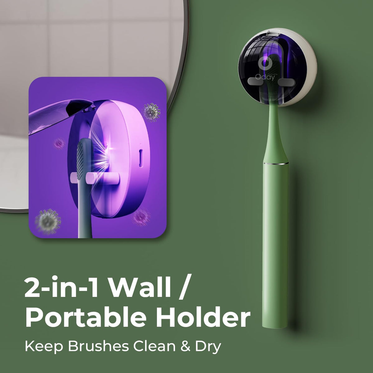 Oday Sonic Electric Toothbrush for Adults with Wall Mounted - Oday Official Imagery - 4