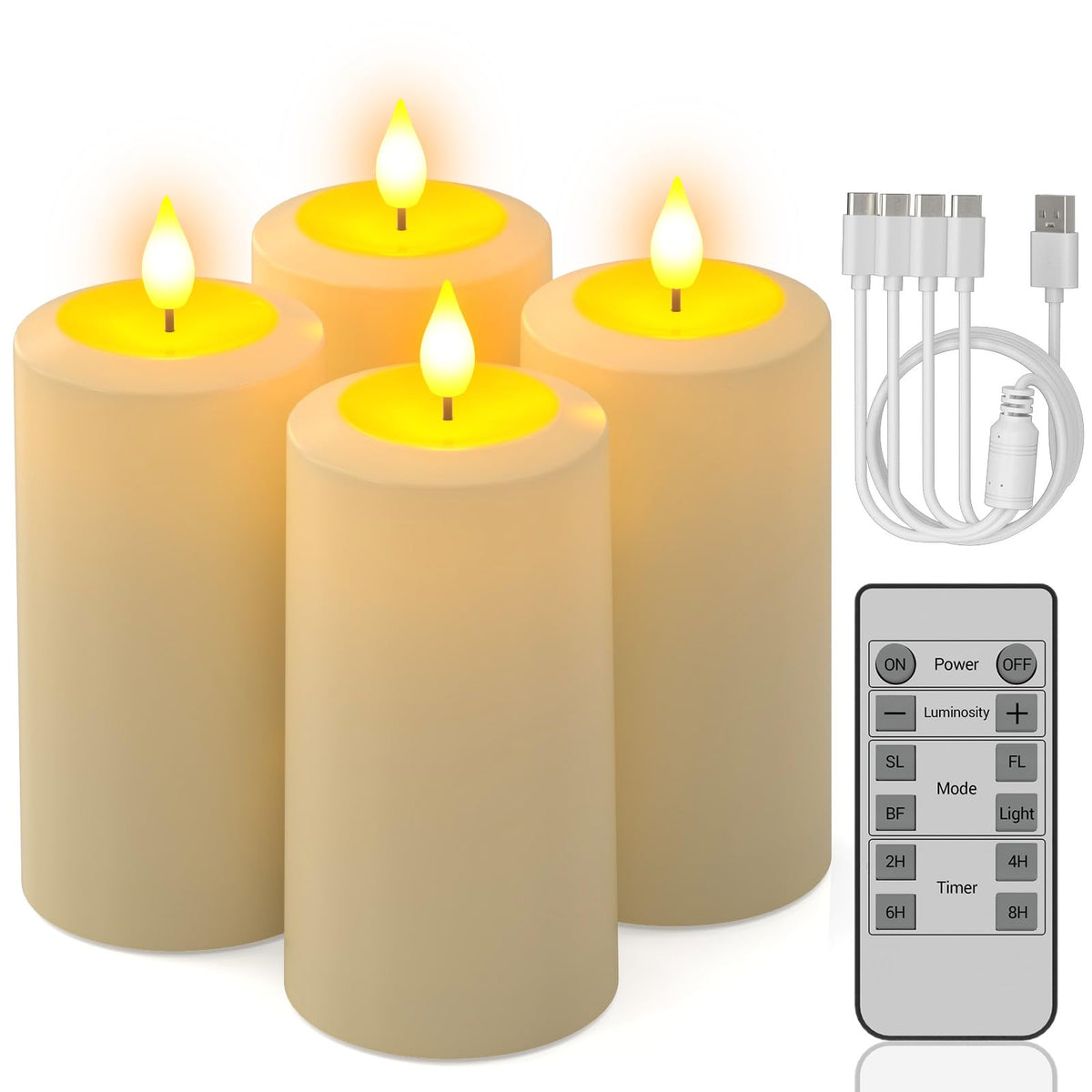 PChero Rechargeable Flameless Pillar Candles with Remote 4 - PChero Official Imagery - 1