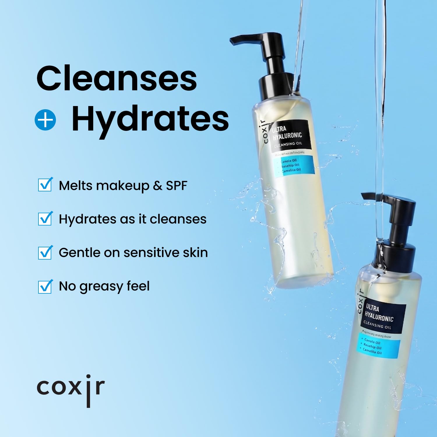 coxir Ultra Hyaluronic Cleansing Oil, Hydrating Makeup Remover, 5.07 fl.oz - coxir Official Product View 3