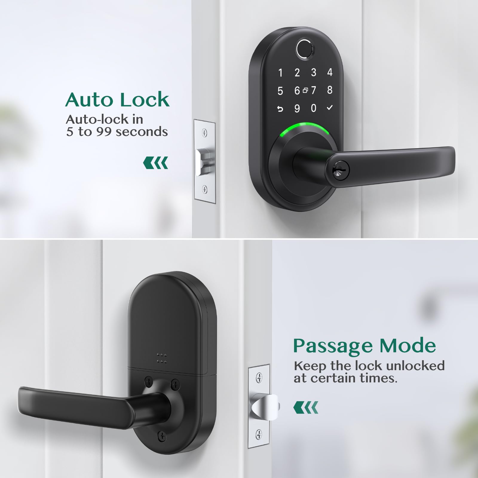 Smart Door Handle Lock with Keypad, Yamiry Fingerprint Knob for Front Door - Yamiry Official Product View 7