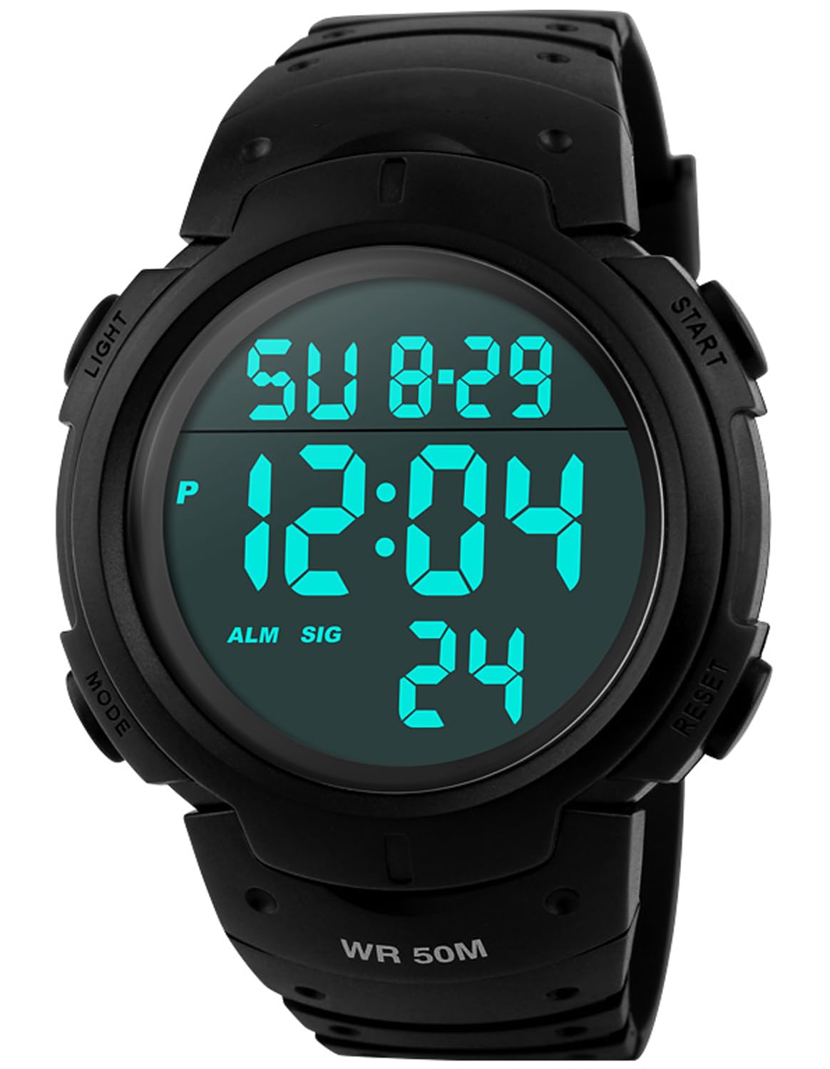PASOY Men's Simple Outdoor Sports Digital Watch Waterproof Swim 50MM - View 1