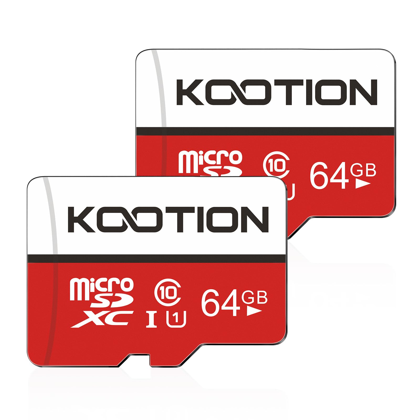 KOOTION 64GB Micro SD Card 2 Pack, Micro SDXC Memory Card Class 10 Micro SD Cards UHS-I, C10, U1, High Speed TF Flash Card with Adapter