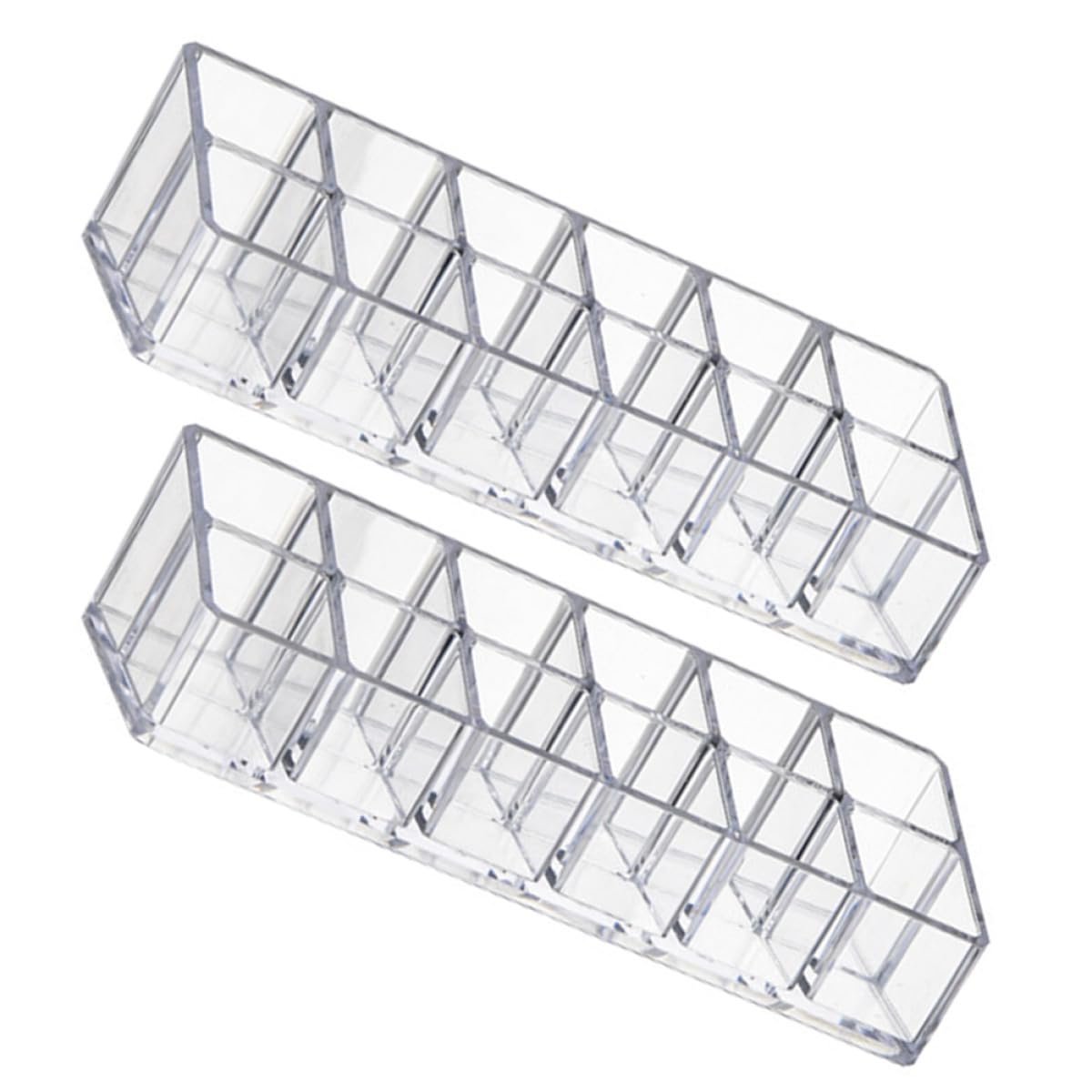 Sewroro 2-piece lipstick organizer and lip gloss holder with 12 slots, double-layer cosmetic storage caddy for vanity or makeup table.